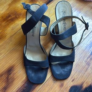 Yves Saint Laurent 3 inch block heels size 8 1/2 N Black